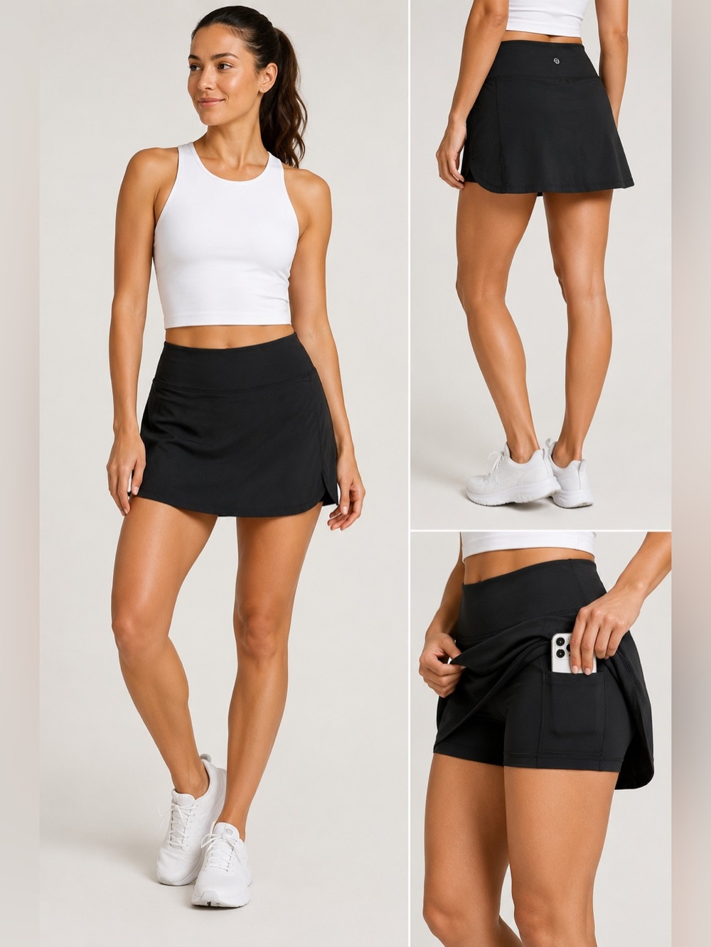 Lululemon Pace Rival Skirt Black Built In Shorts Tennis Golf Running Skort